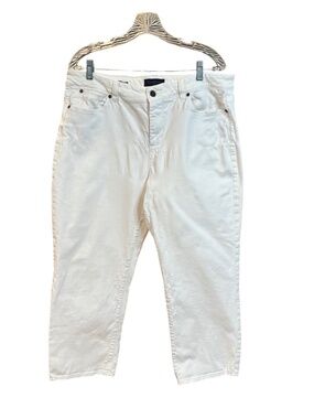Talbots Woman's White Stretch Jeans - Crop Curvy Size 16